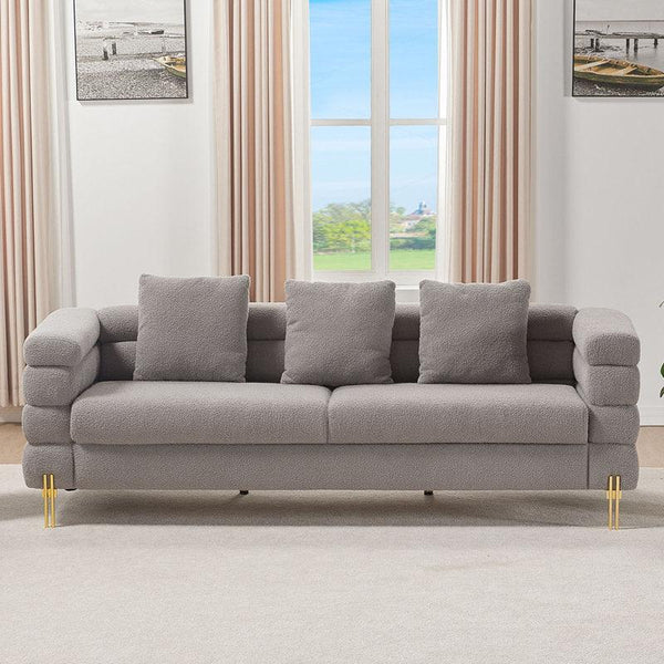 3-Seater Gray Boucl√© Sofa By Alhome - ALHOME