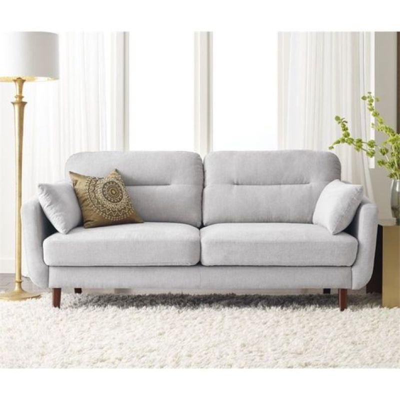 Spacious Gray Velvet 2-Seater Sofa Swedish Wood By Alhome - ALHOME