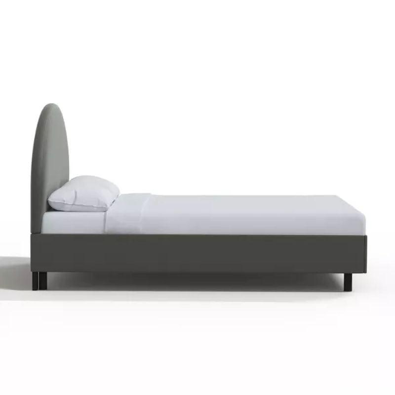 Grey Velvet Serenity: Swedish Wood Super King Bed (200x200x140) by Alhome - ALHOME