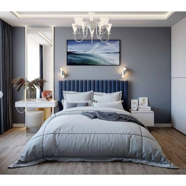 Blue Velvet Bliss King Bed with Swedish Wood Frame By Alhome - ALHOME