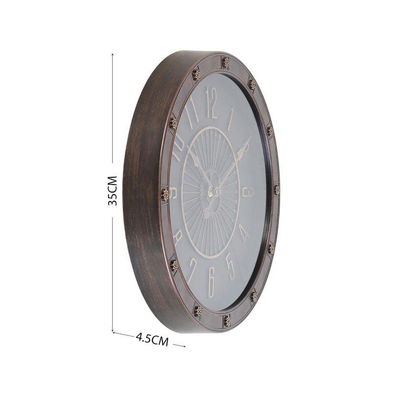 Battery operated circular wall clock - brown - 35 cm diameter - By Family Ship - ALHOME