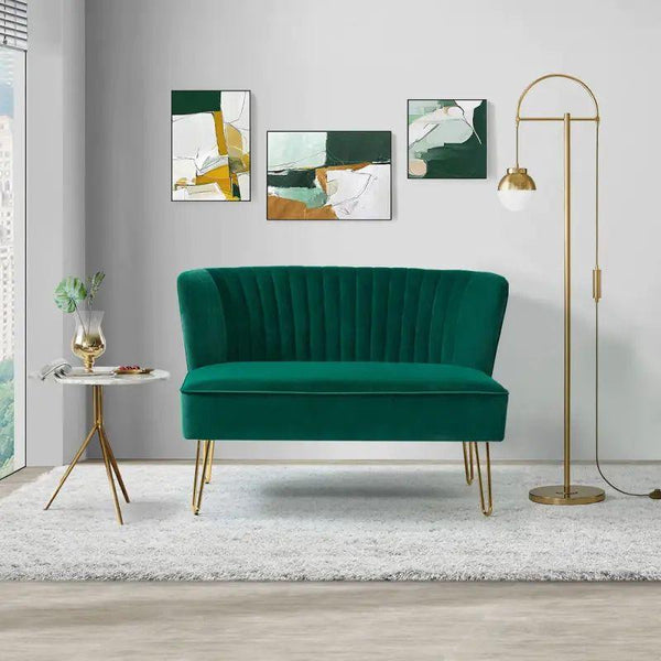 Emerald Green Velvet 2-Seater Sofa Swedish Wood By Alhome - 110110810 - ALHOME