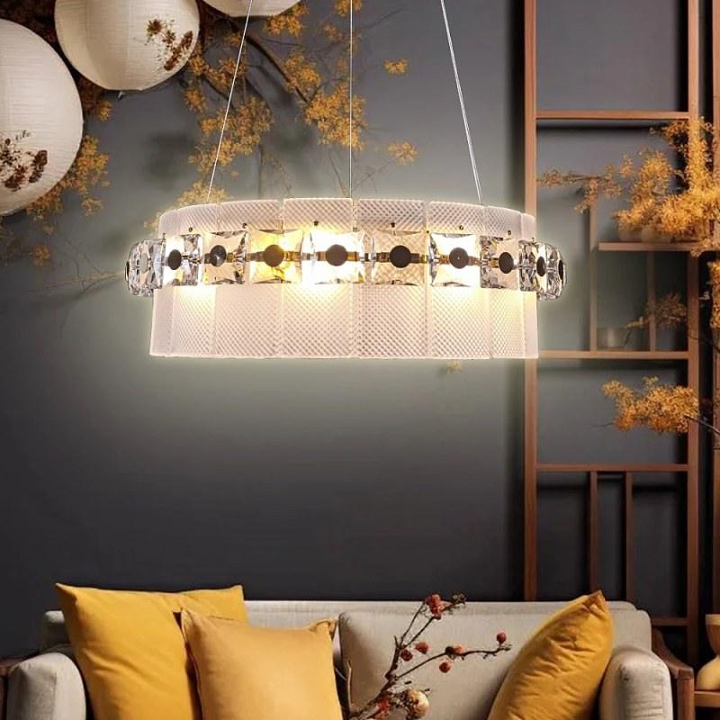 Modern Gold Chandelier - 8 Lights - 60 cm - Lamp Base Size E14 By Alhome - ALHOME