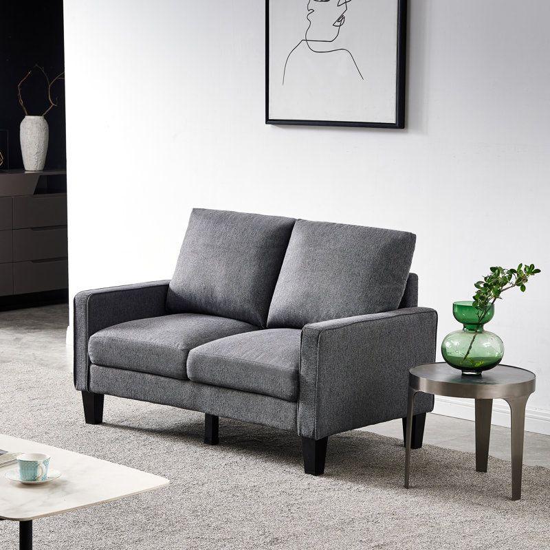 Modern Linen 2 Seater Sofa - Grey - 180x85x85 cm - By Alhome - ALHOME