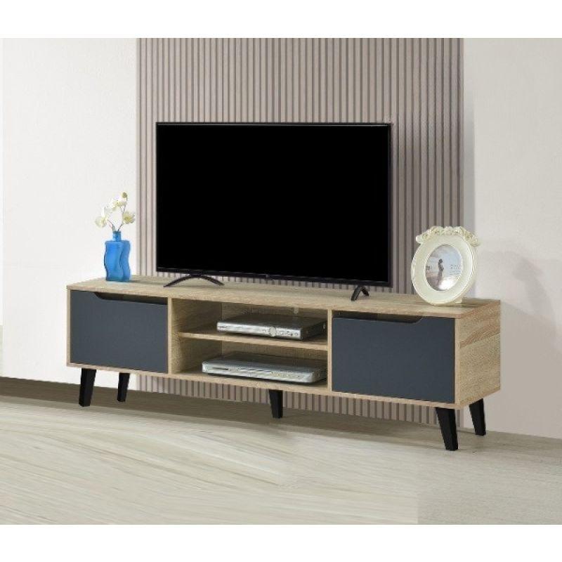 Tv Table From Malaysian Wood - Wooden And Olive - 150x40x45 cm - By Baity - ALHOME