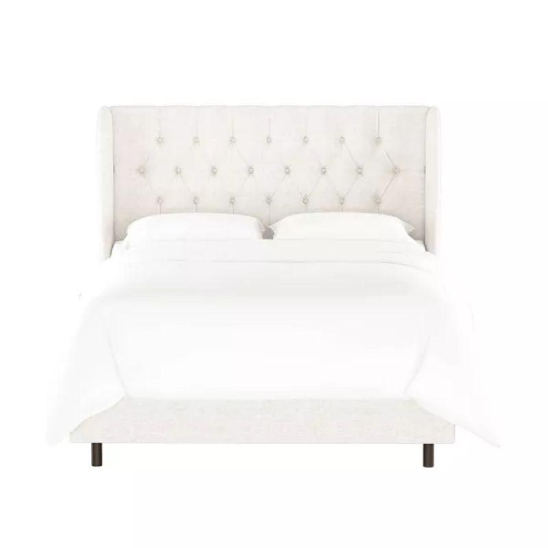 Ivory Linen Elegance: Swedish Wood Super King Bed (200x200x140) by Alhome - ALHOME