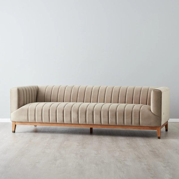 Velvet 3-Seater Sofa in Elegant Beige By Alhome - ALHOME