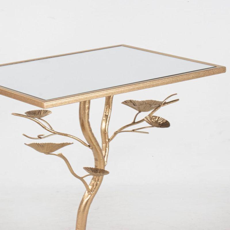 Single Table With A Rectangular Mirror Glass Top And Golden Iron Bases By Alhome - ALHOME