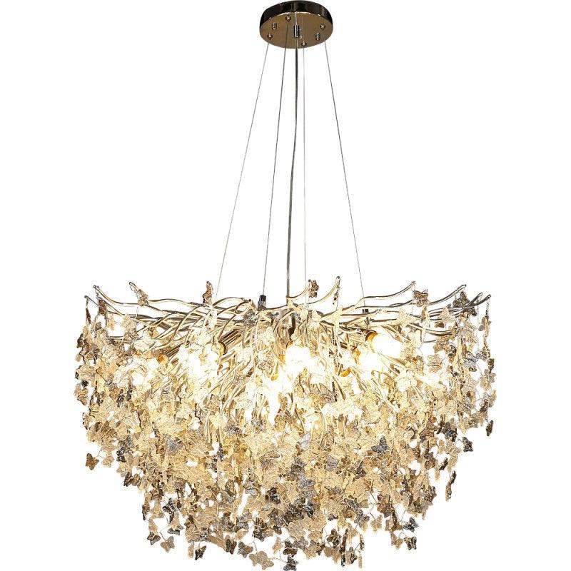 Modern Chandelier - Silver+Grey+Transparent - E14*13L - Diameter 80 cm - By Alhome - ALHOME