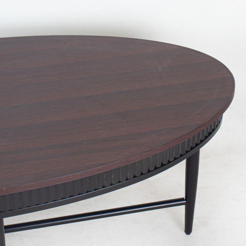 Wooden Oval Center Table With Metal Frame - Dark Wood By Alhome - ALHOME