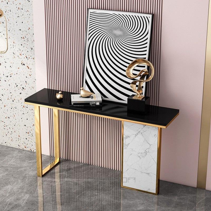 Fusion Iron, Wood, and Marble-Alternative Console Table By Alhome - ALHOME