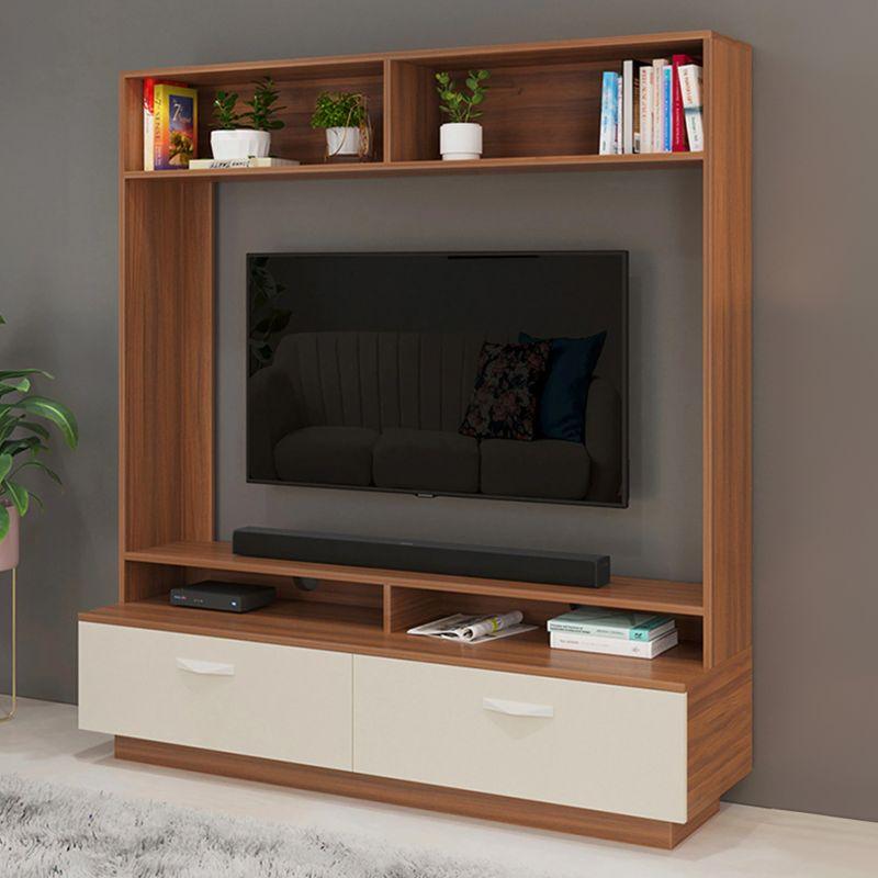 High TV Table with Shelves By Alhome - ALHOME