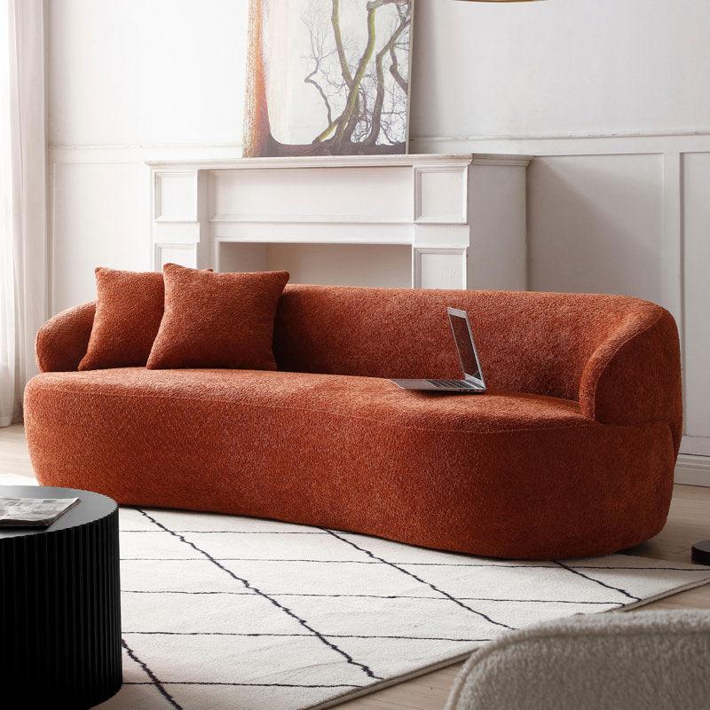 Vibrant Essence: 3-Seater Boucl√© Sofa in Lively Orange By Alhome - ALHOME