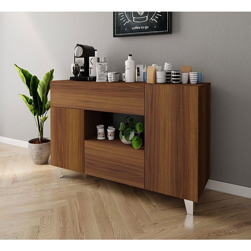 Elegant Brown Coffee Corner with Two Shelves and Two Drawers By Alhome - ALHOME