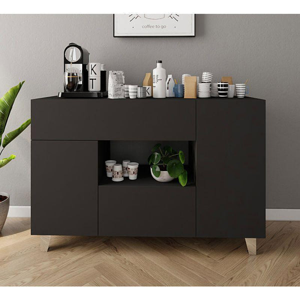 Coffee Corner with Two Shelves and Two Drawers (Black) By Alhome - ALHOME