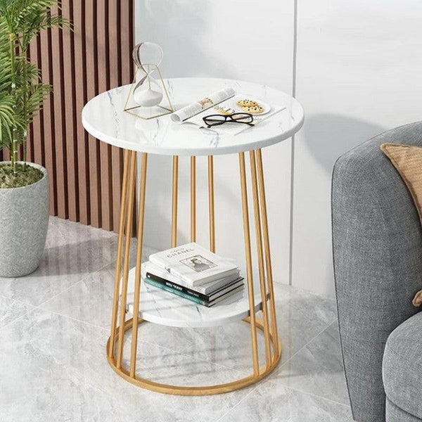 Side Table 45x55 cm - White & Gold By Alhome - ALHOME