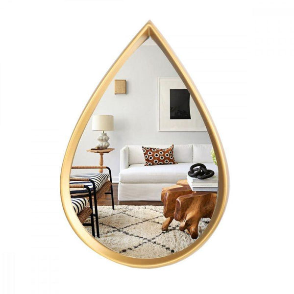 Teardrop-shaped wall mirror with frame - gold - 40x60x3.5 cm - By Family Ship - ALHOME