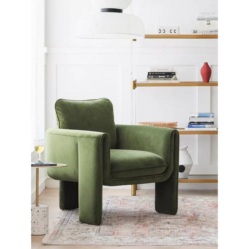 Deep Green Velvet Chair By Alhome - ALHOME