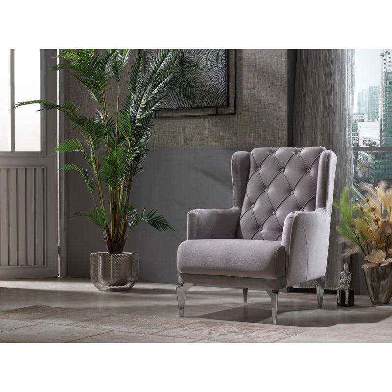 Gray Velvet Chair By Alhome - ALHOME