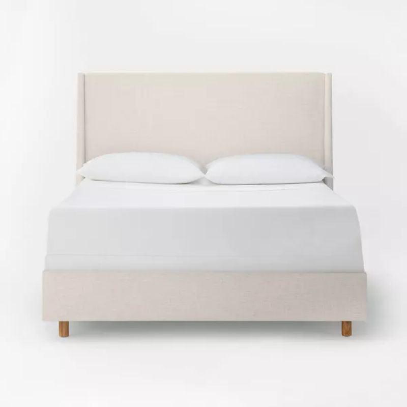 Luxe Collection: Swedish Wood King Bed - Regal Light Beige Harmony (160x200x140) by Alhome - ALHOME