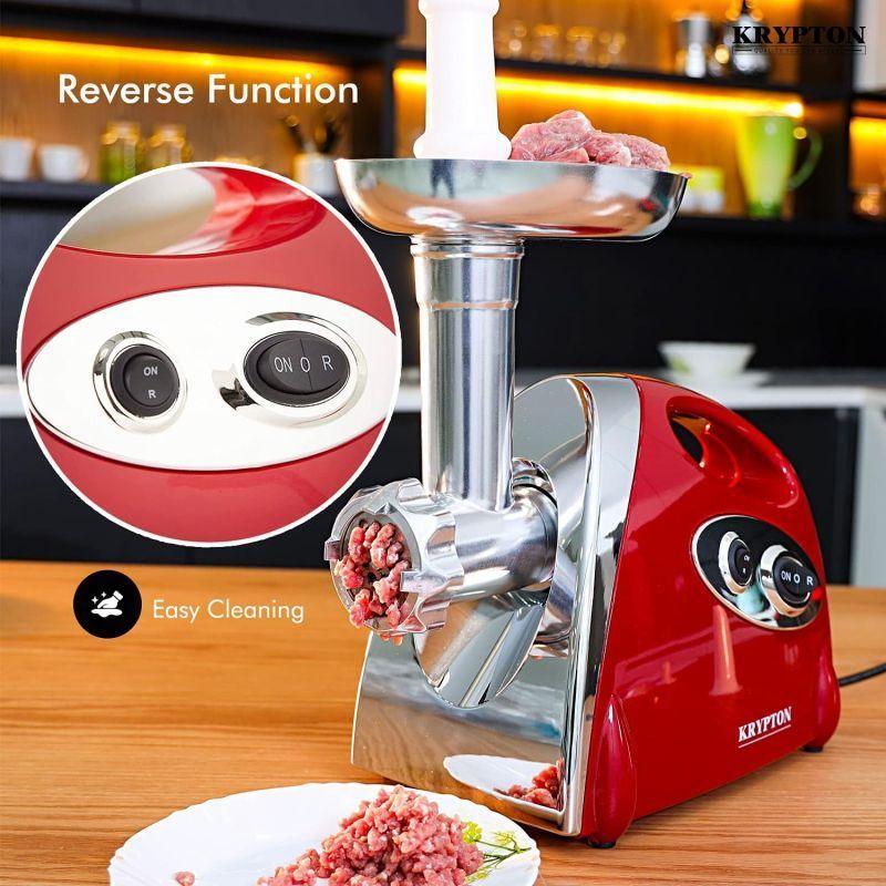 Krypton Electric Meat Grinder and Mincer With Reverse Function - 2000 w - Red and Silver - Knmg6249 - .com - Your Destination for Baby & Mother Needs in Saudi Arabia