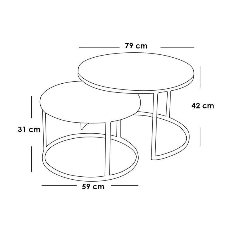 Wood Coffee Table set 2 Pieces - Multi Color By Alhome - ALHOME