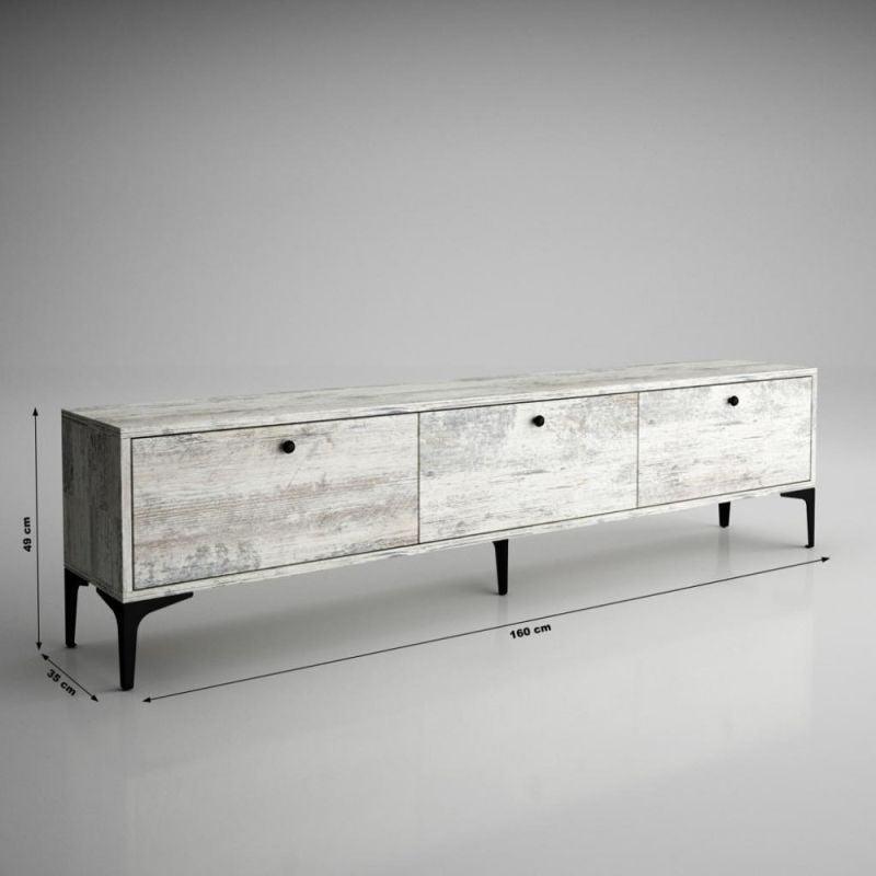 Plasma Table Made Of Wood And Iron Legs - Crystal White And Black By Alhome - 110112120 - ALHOME