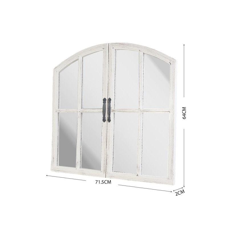 Window Wall Mirror with Two Doors - White - 71x64.5x2 cm - By Family Ship - ALHOME