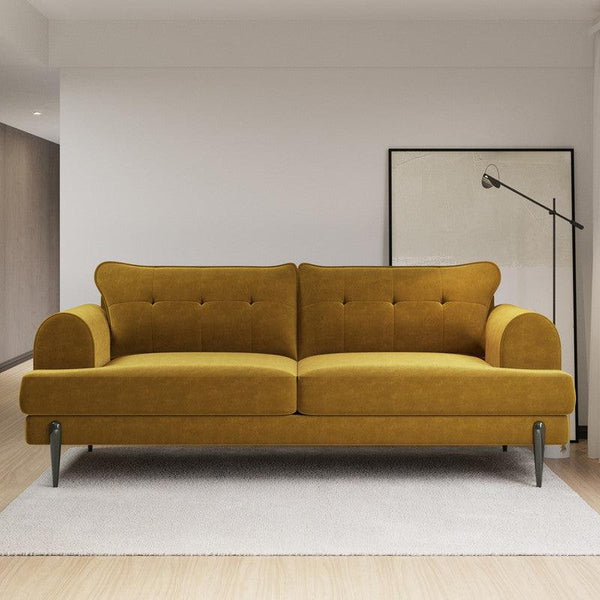 Golden Comfort: Turmeric Velvet 3-Seater Sofa for Warmth By Alhome - ALHOME