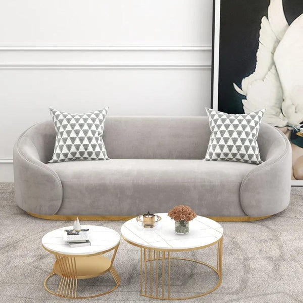 Graceful Grey Contemporary 3-Seater Velvet Sofa By Alhome - ALHOME