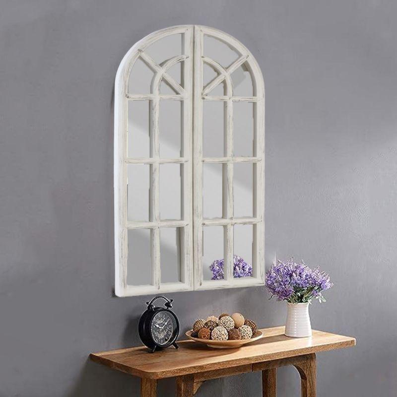 Window Wall Mirror with Two Doors - White - 40x81x2.5 cm - By Family Ship - ALHOME