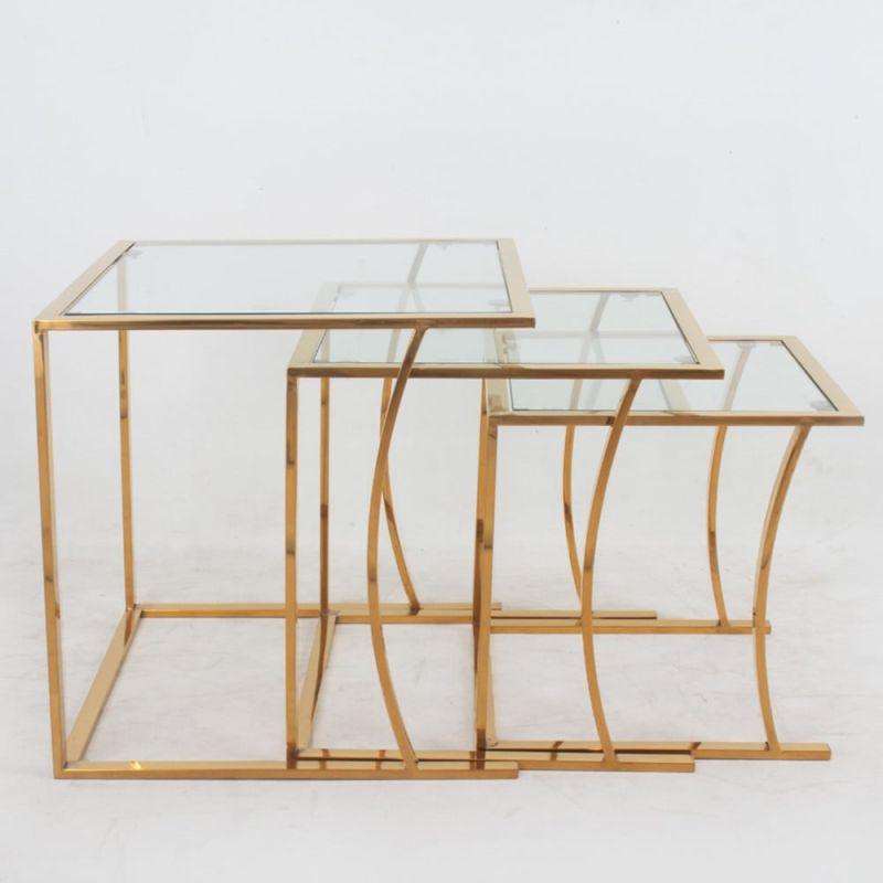 Set of Steel Service Tables In Golden Color By Alhome - ALHOME