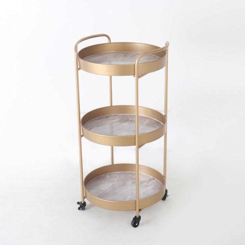 Metal Serving Cart With Metal Surfaces - Gold And Grey - By Alhome - ALHOME