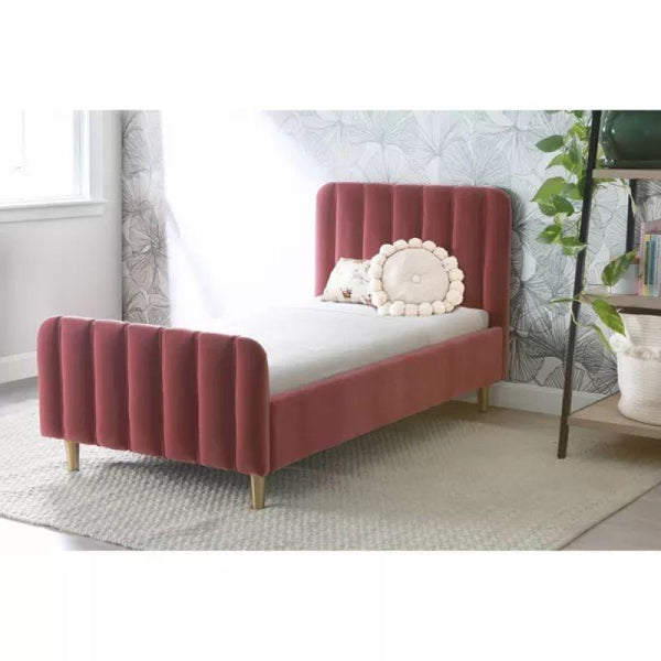 Kids' Pink Fabric Upholstered MDF Bed: Playful Charm, 120x200x140 cm by Alhome - 110112757 - ALHOME