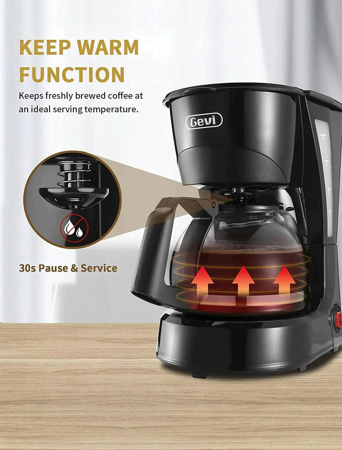 Gevi 4 Cups Small Coffee Maker, Compact Coffee Machine with Reusable Filter, Warming Plate and Coffee Pot for Home and Office - .com - Your Destination for Baby & Mother Needs in Saudi Arabia