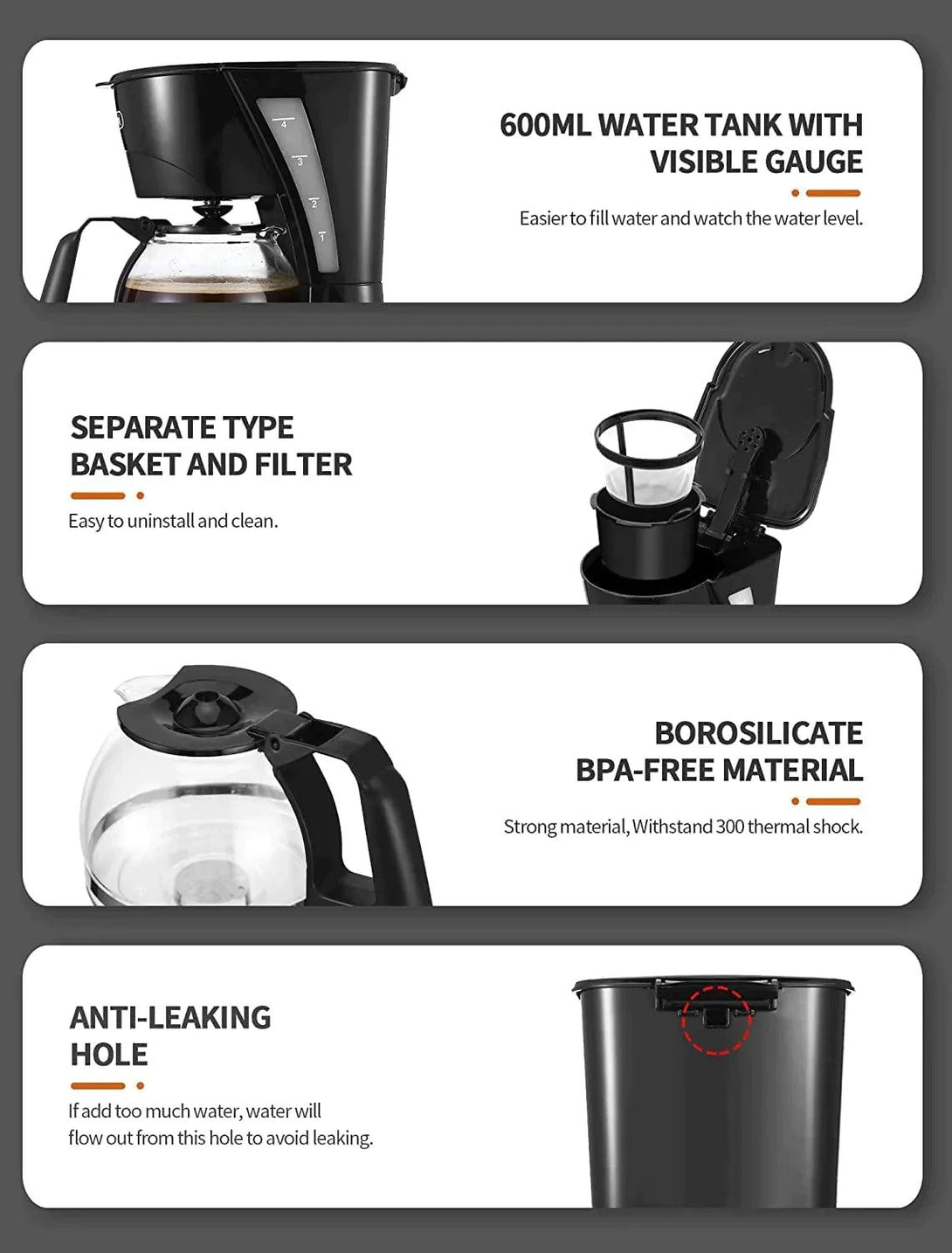 Gevi 4 Cups Small Coffee Maker, Compact Coffee Machine with Reusable Filter, Warming Plate and Coffee Pot for Home and Office - .com - Your Destination for Baby & Mother Needs in Saudi Arabia