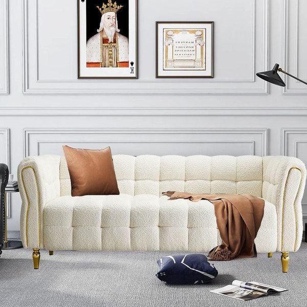 Cozy Elegance: 3-Seater Boucl√© Sofa in Beige By Alhome - ALHOME