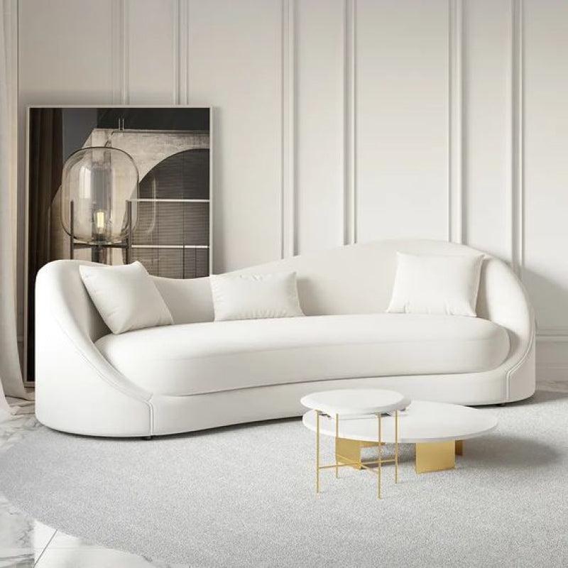 Cloud Nine: White Velvet 3-Seater Sofa for Ultimate Comfort By Alhome - ALHOME