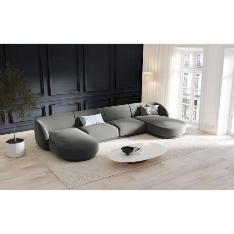 Modern Stylish Velvet U-Shape Sofa - 360x166x85x85 cm - By Alhome - ALHOME