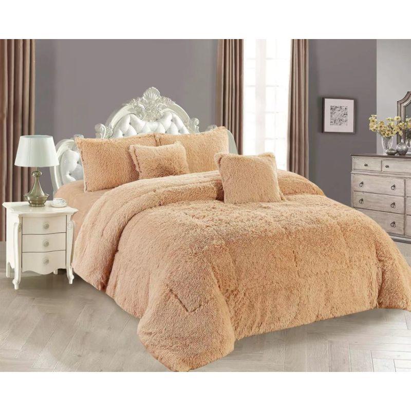 Fur Bedding 6 Pieces - Double - Beige By Alhome - 110112730 - ALHOME