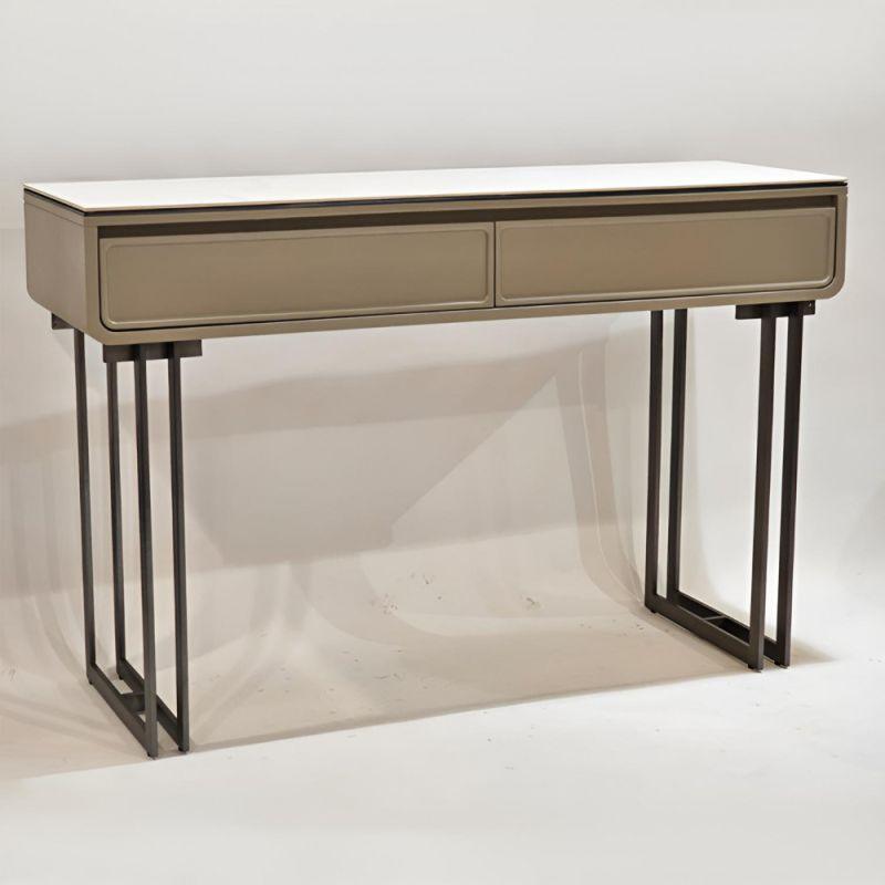 Wooden Console With 2 Drawers And Metal Base - Grey By Alhome - ALHOME