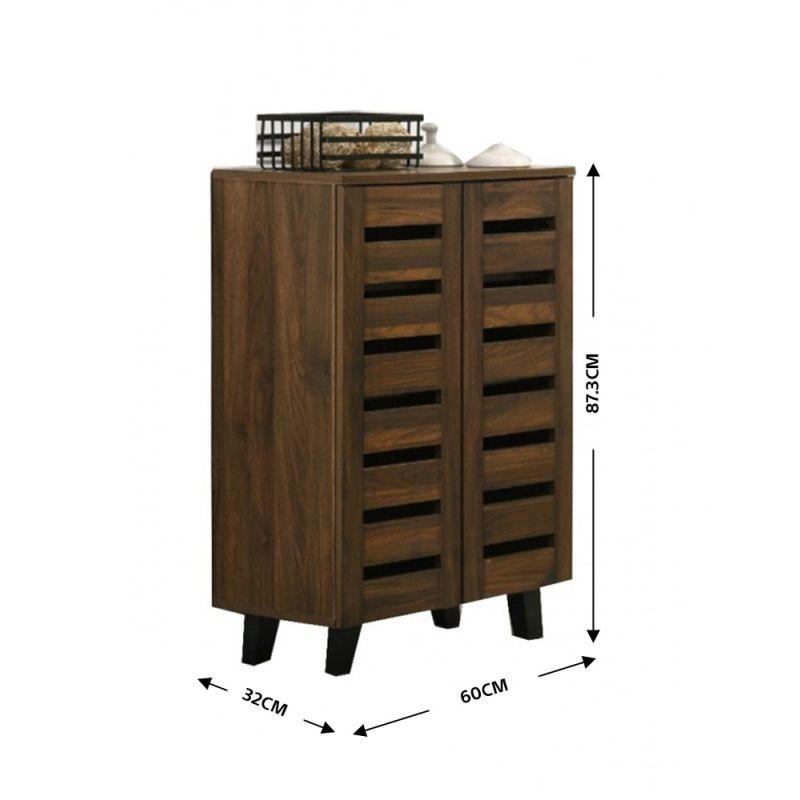 Shoe Organizing Cabinet With Two Doors - Brown - 60x32x87.3 cm - By Baity - ALHOME