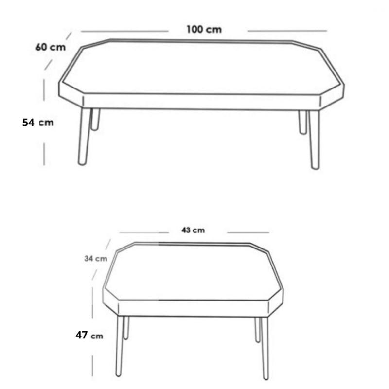 1+4 Brown Table Set With Brown Wooden Bases And Gray Wooden Top By Alhome - ALHOME