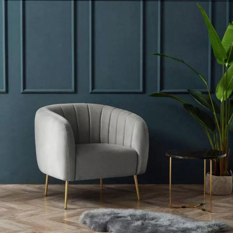 Modern Minimalistic Velvet Arm Chair - 80x85x85 cm - By Alhome - ALHOME