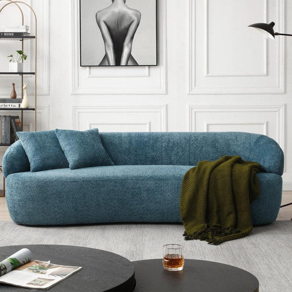 Sky Serenity: 3-Seater Boucl√© Sofa in Tranquil Blue By Alhome - ALHOME