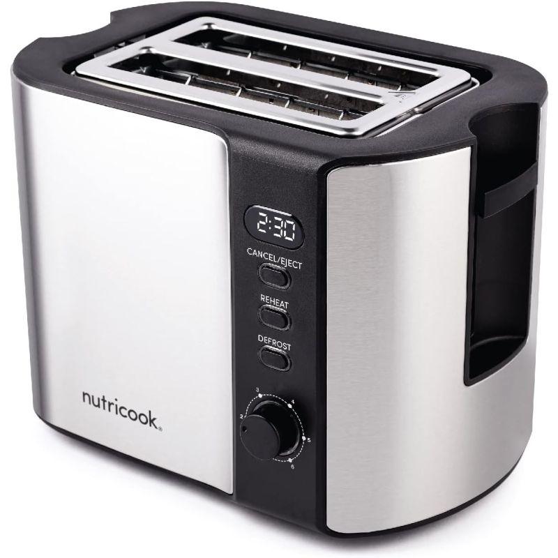 Nutricook 2 Slice Digital Toaster 800 Watts with LED Display - Silver - NC-T102S - ALHOME