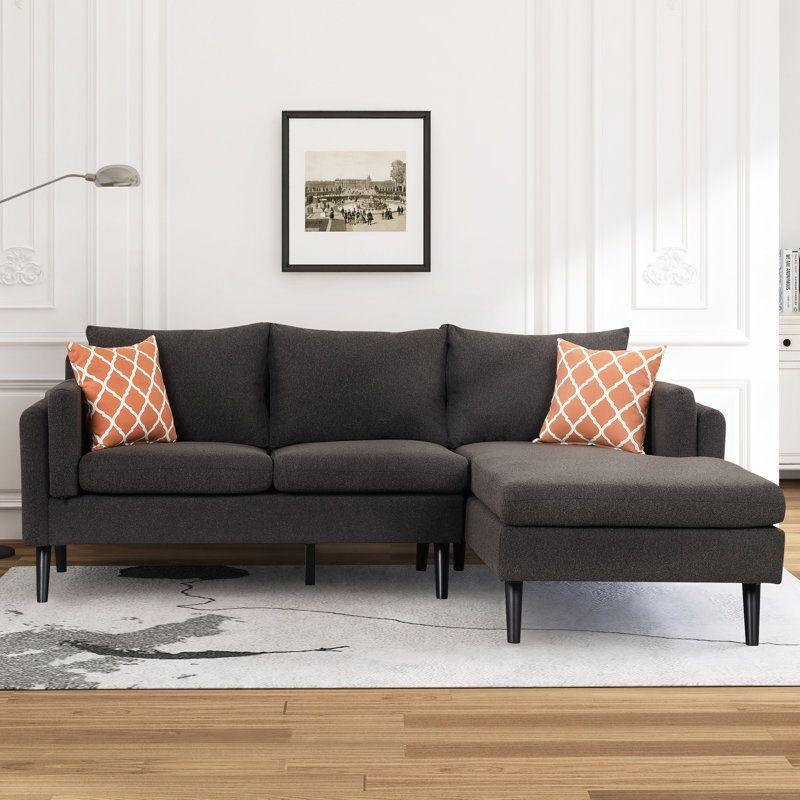 Modern Linen L-Shape Sofa - Grey - 270x150x85x85 cm - By Alhome - ALHOME