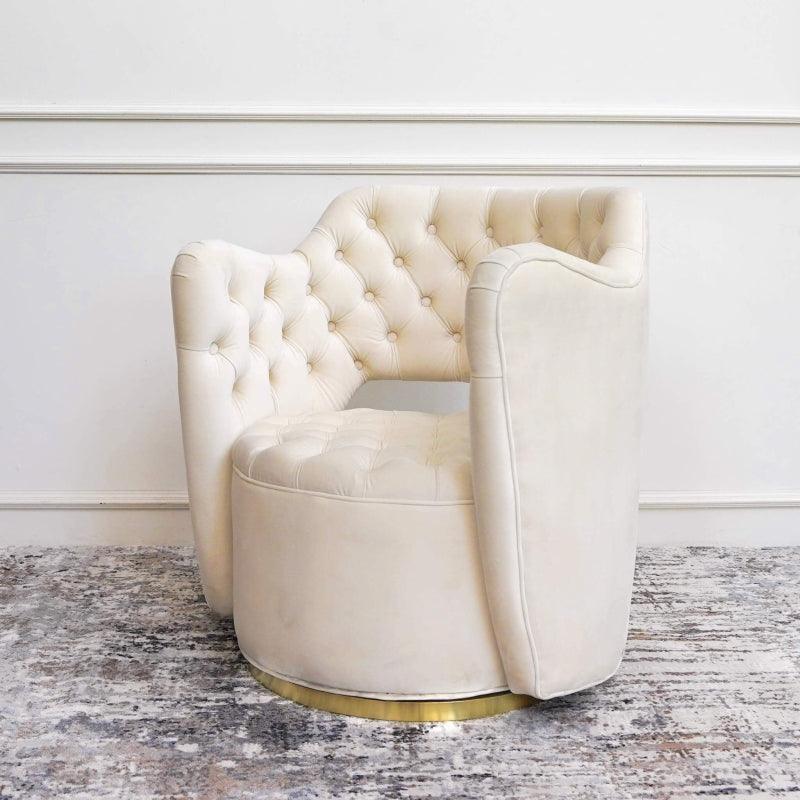 Velvet Lounge Chair in Timeless Beige By Alhome - ALHOME