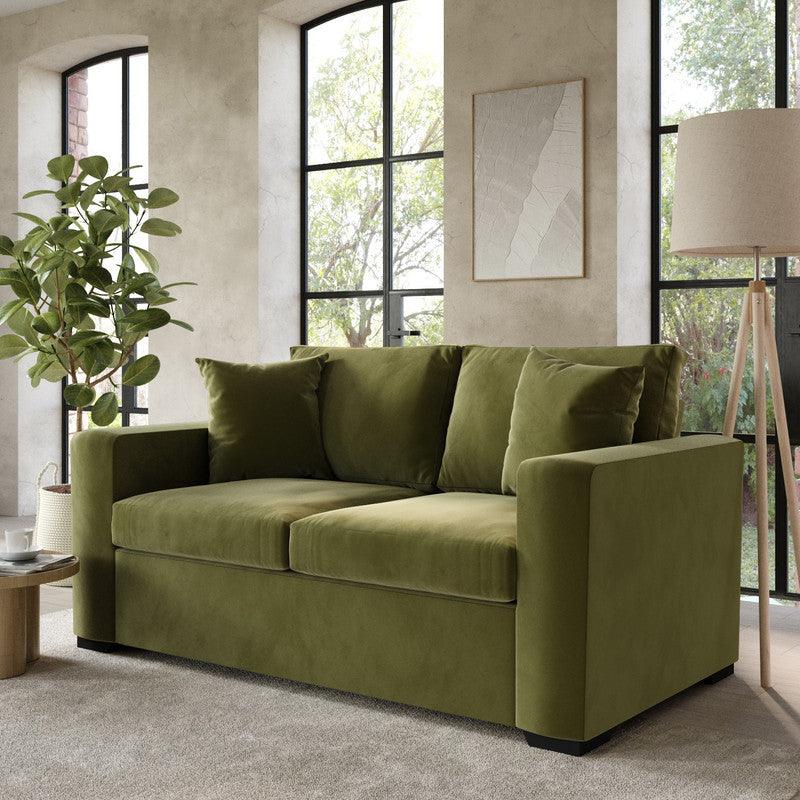 Verdant Comfort: Green Velvet 3-Seater Sofa By Alhome - ALHOME