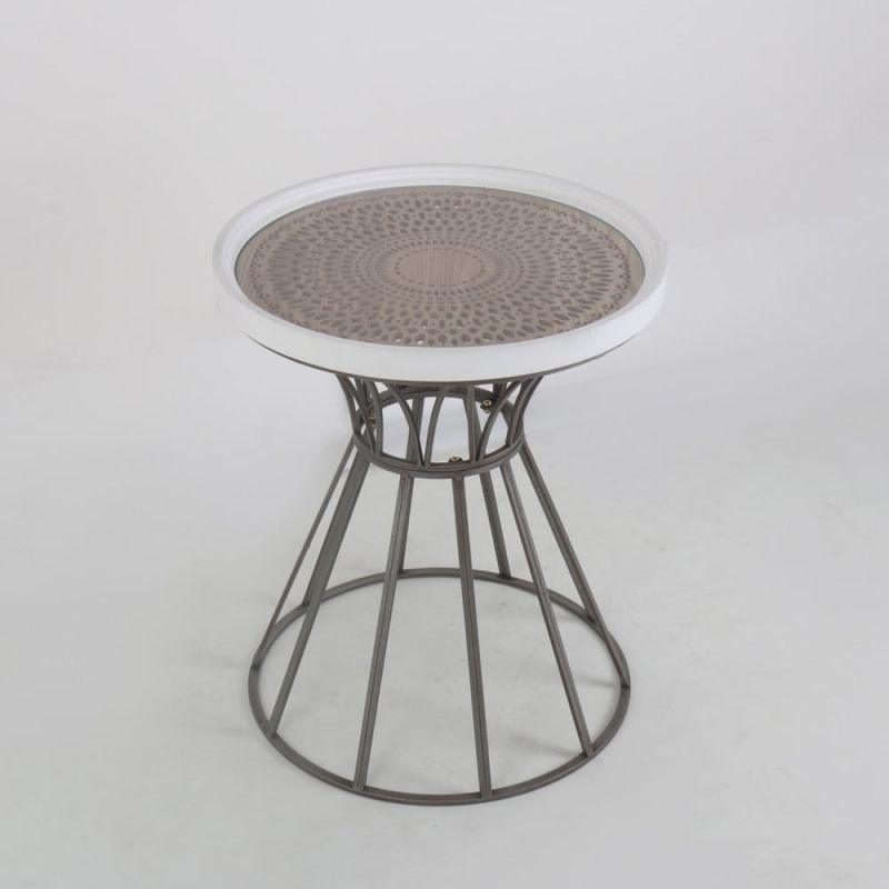 Metal And Wood Table With A Glass Top By Alhome - ALHOME